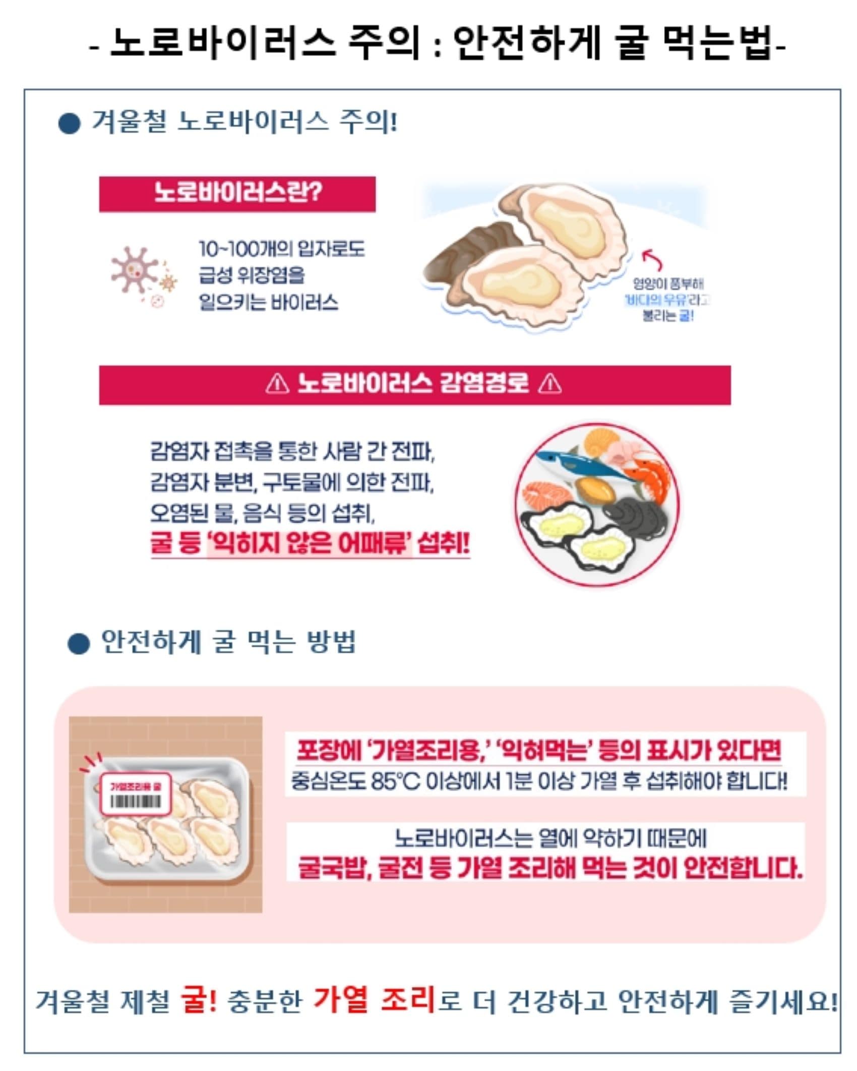2월[안전자료] 노로바이러스 주의 : 안전하게 굴 먹는법