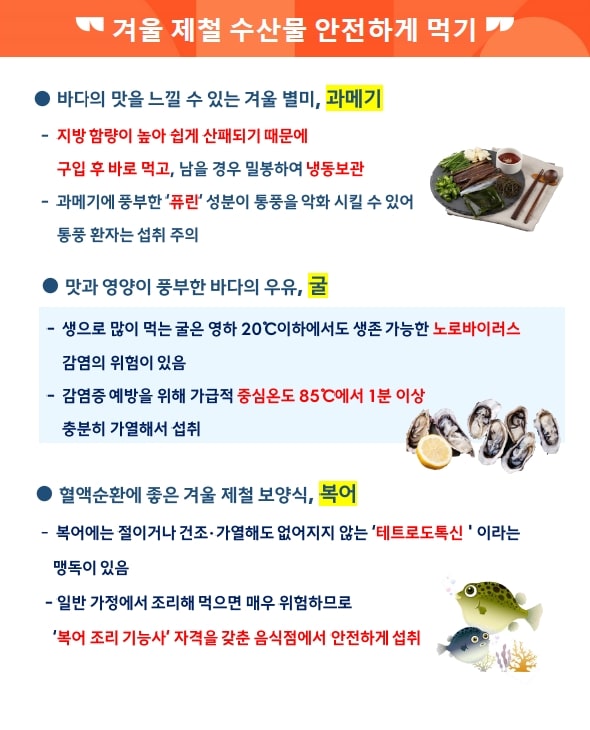 1월 [위생'안전] 겨울 제철 수산물 안전하게 먹기